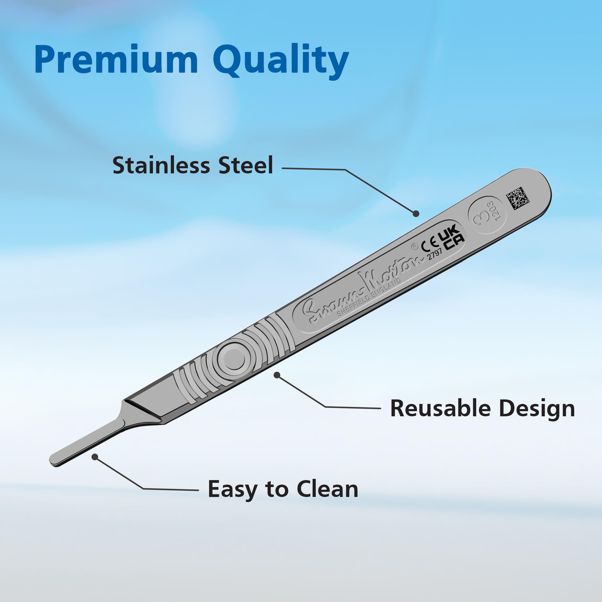 Dermaplane compatible scalpel handle Swann Morton No. 3