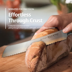 Italian olive wood handle on bread knife