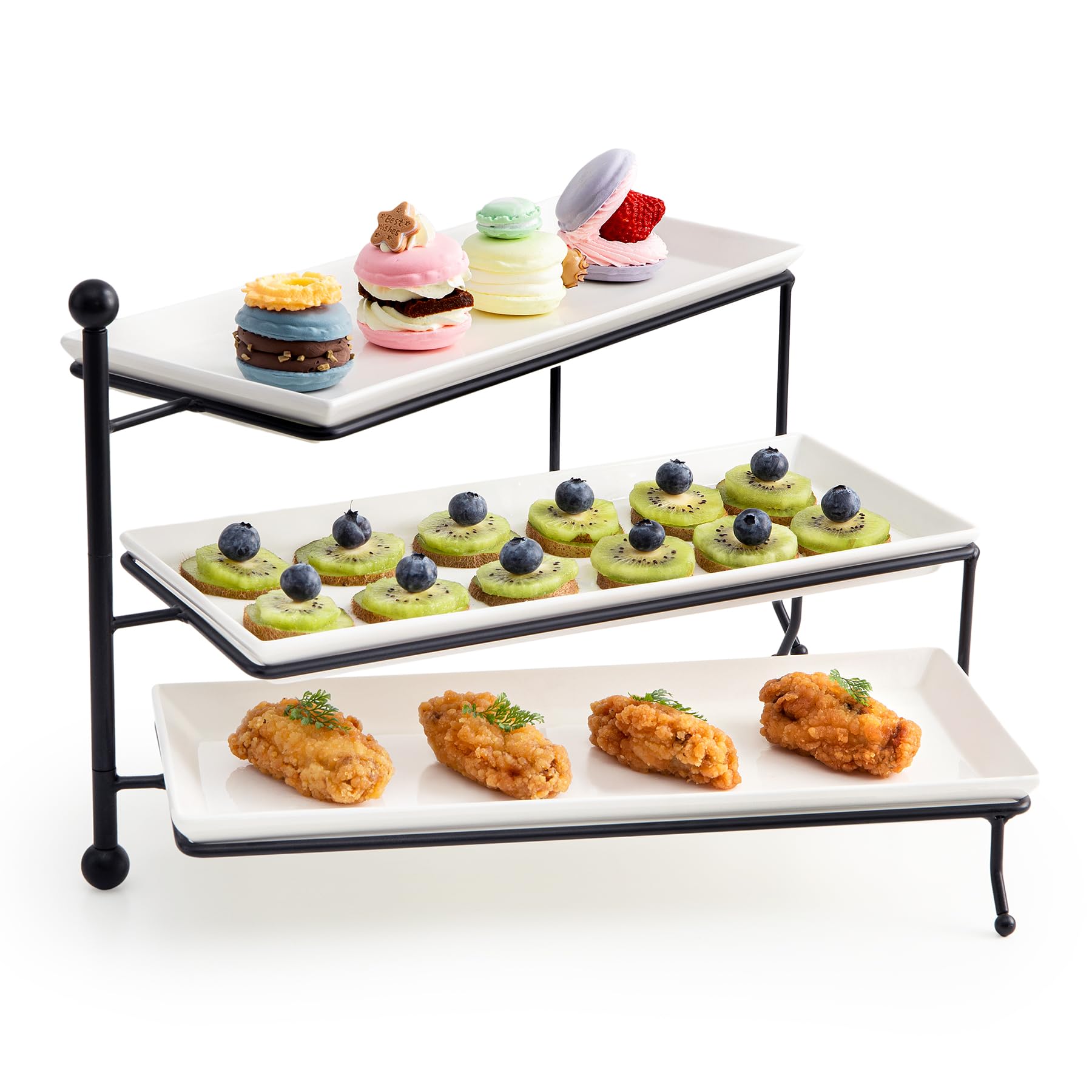 Sweese 3-tiered serving stand with white porcelain trays