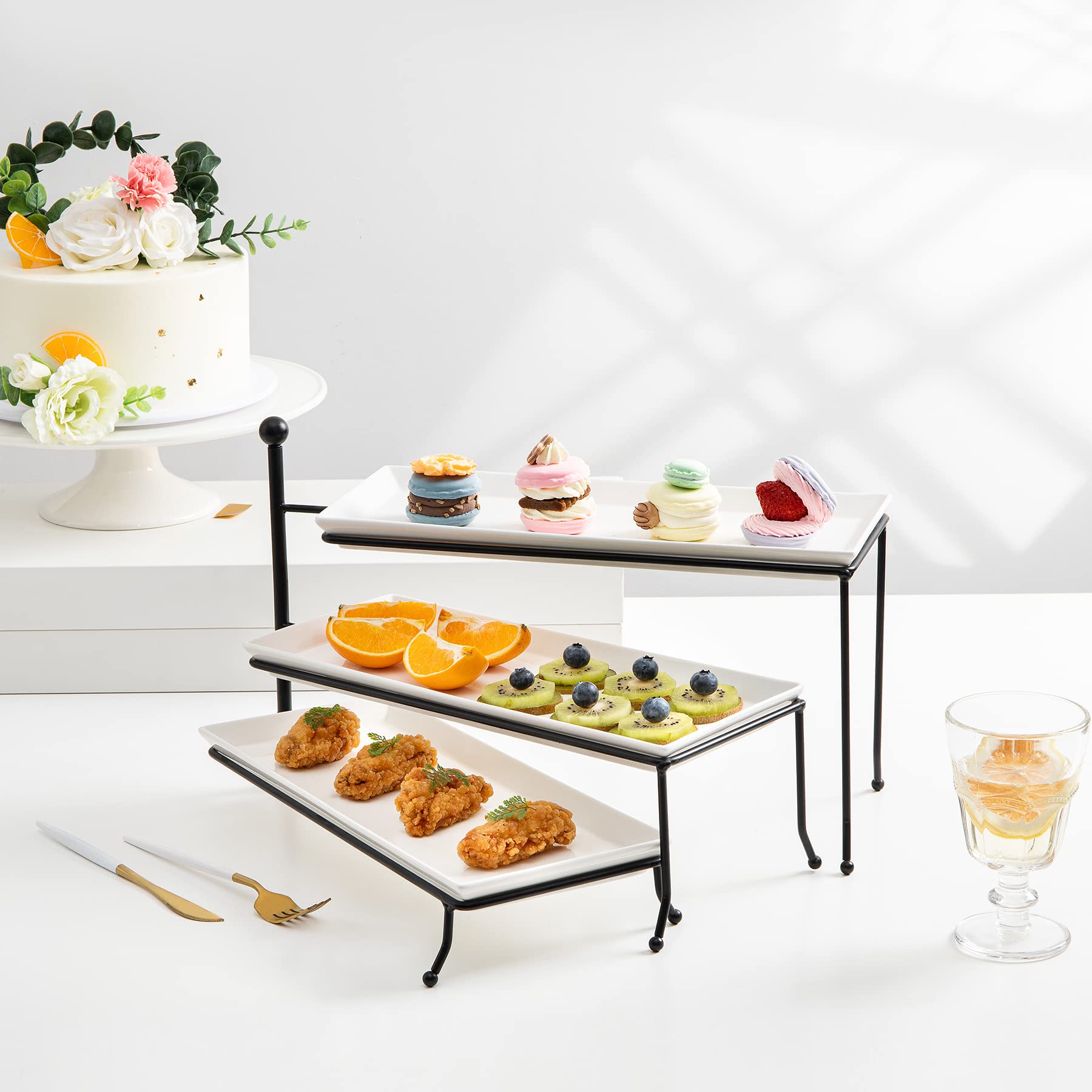 Three white rectangular trays 13.8 x 5.7 inches Sweese 702.101