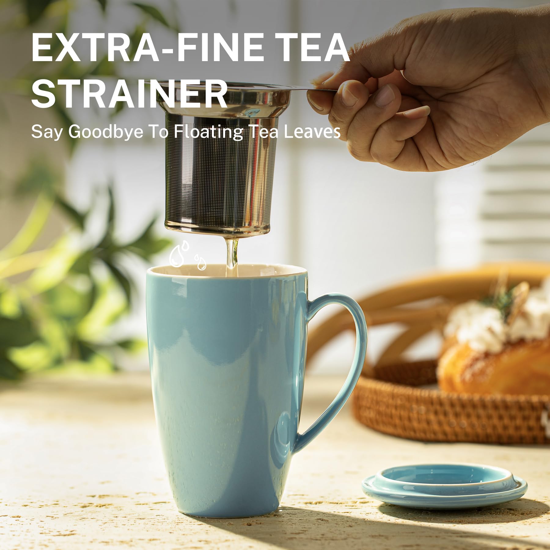 Ergonomic cool-touch handle on Sweese tea mug