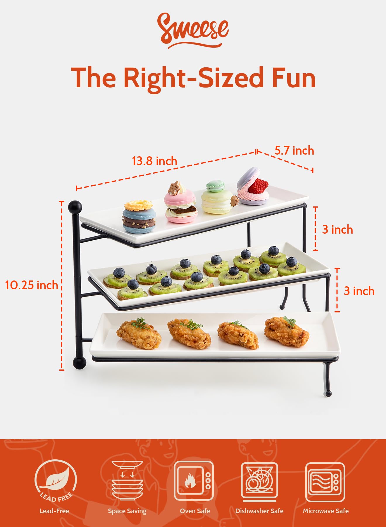 Foldable rectangular porcelain trays on Sweese stand