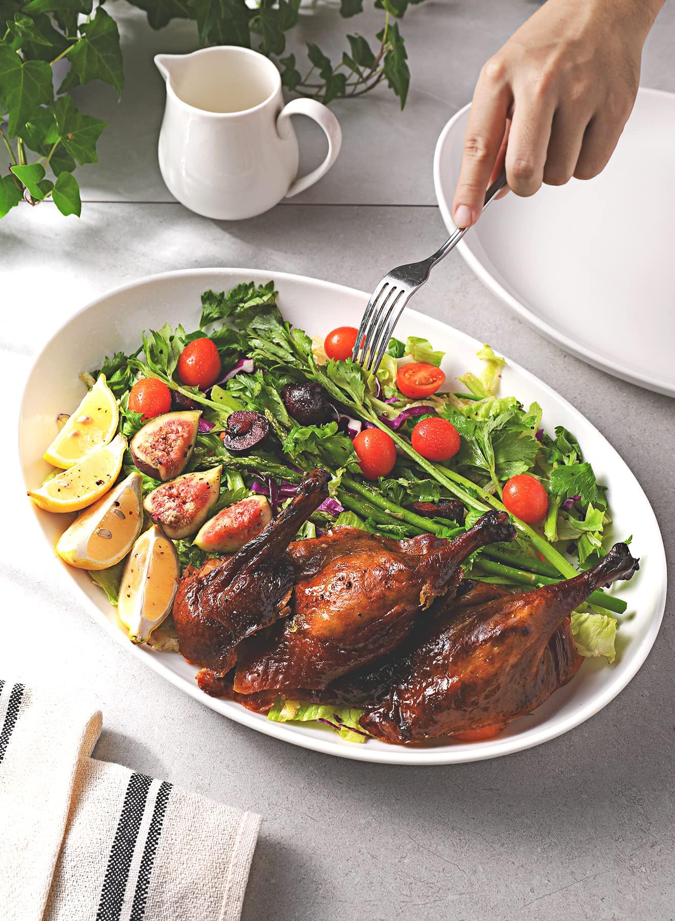 Lead-free chip-resistant porcelain oval platter 14.5 inch