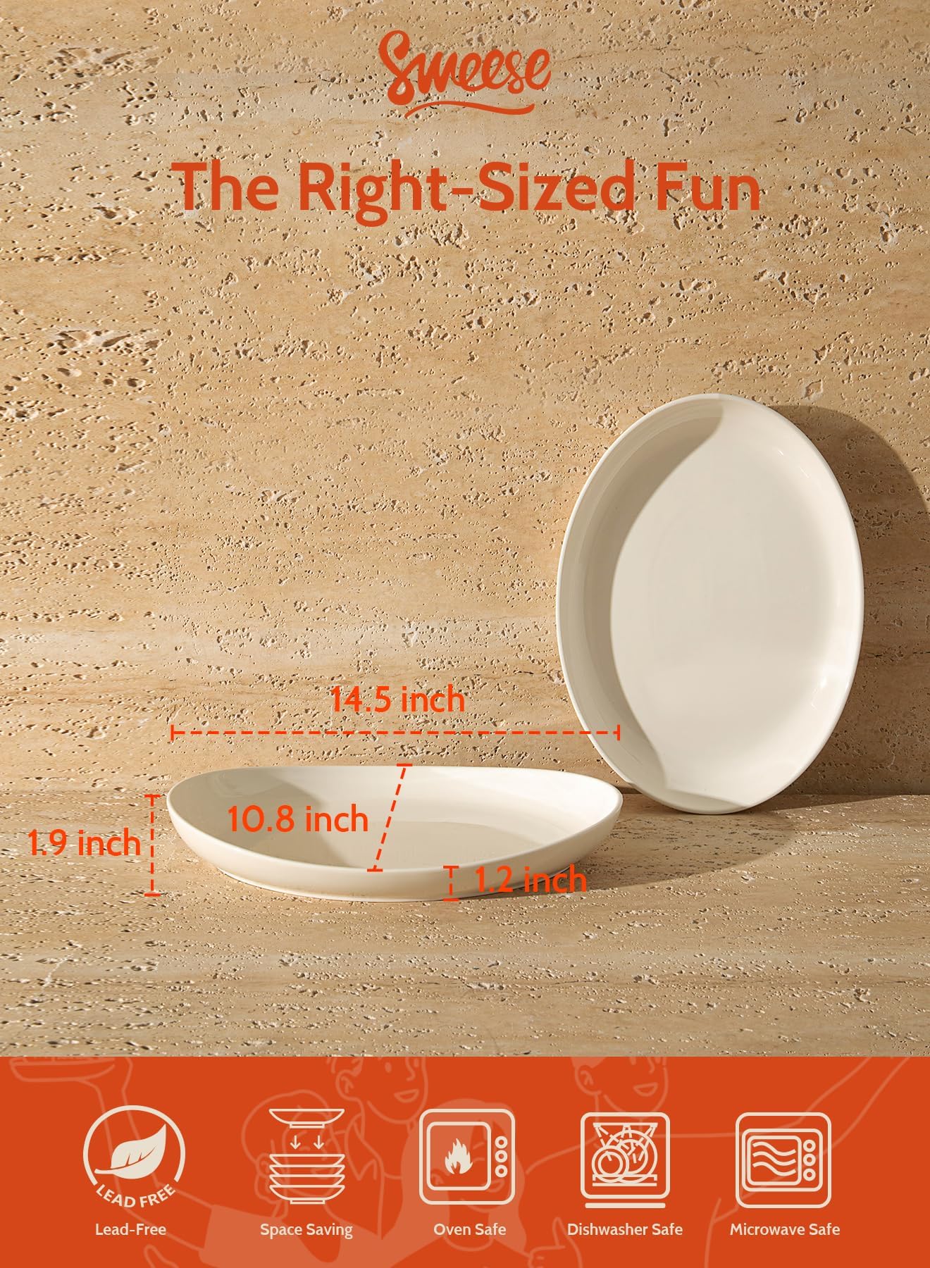 Sweese white porcelain oval platters 14.5 inch