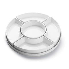 Sweese porcelain divided serving dishes five compartments on white tray