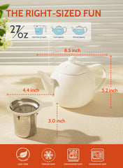 Sweese white porcelain teapot designed for loose tea with infuser