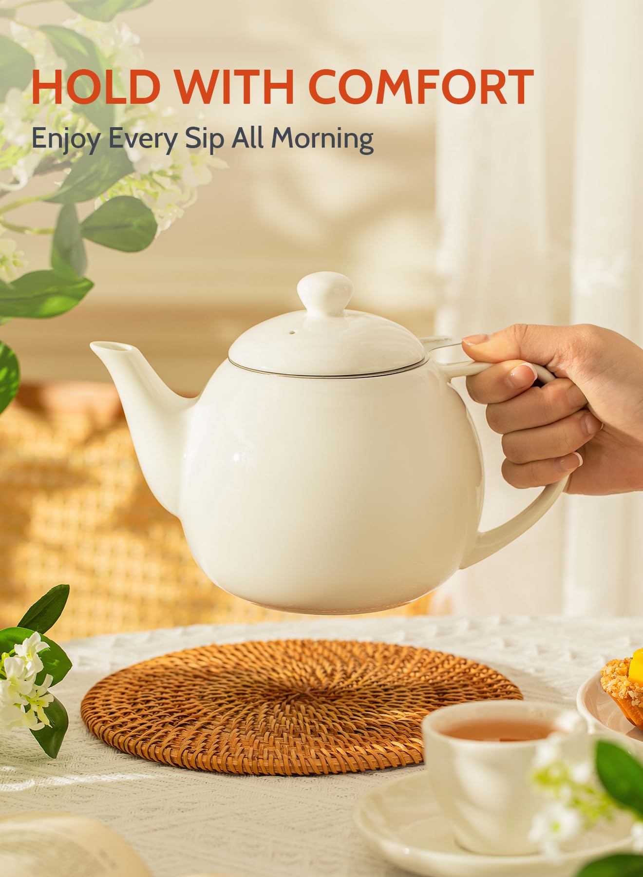 High-grade porcelain Sweese teapot safe for dishwasher and microwave