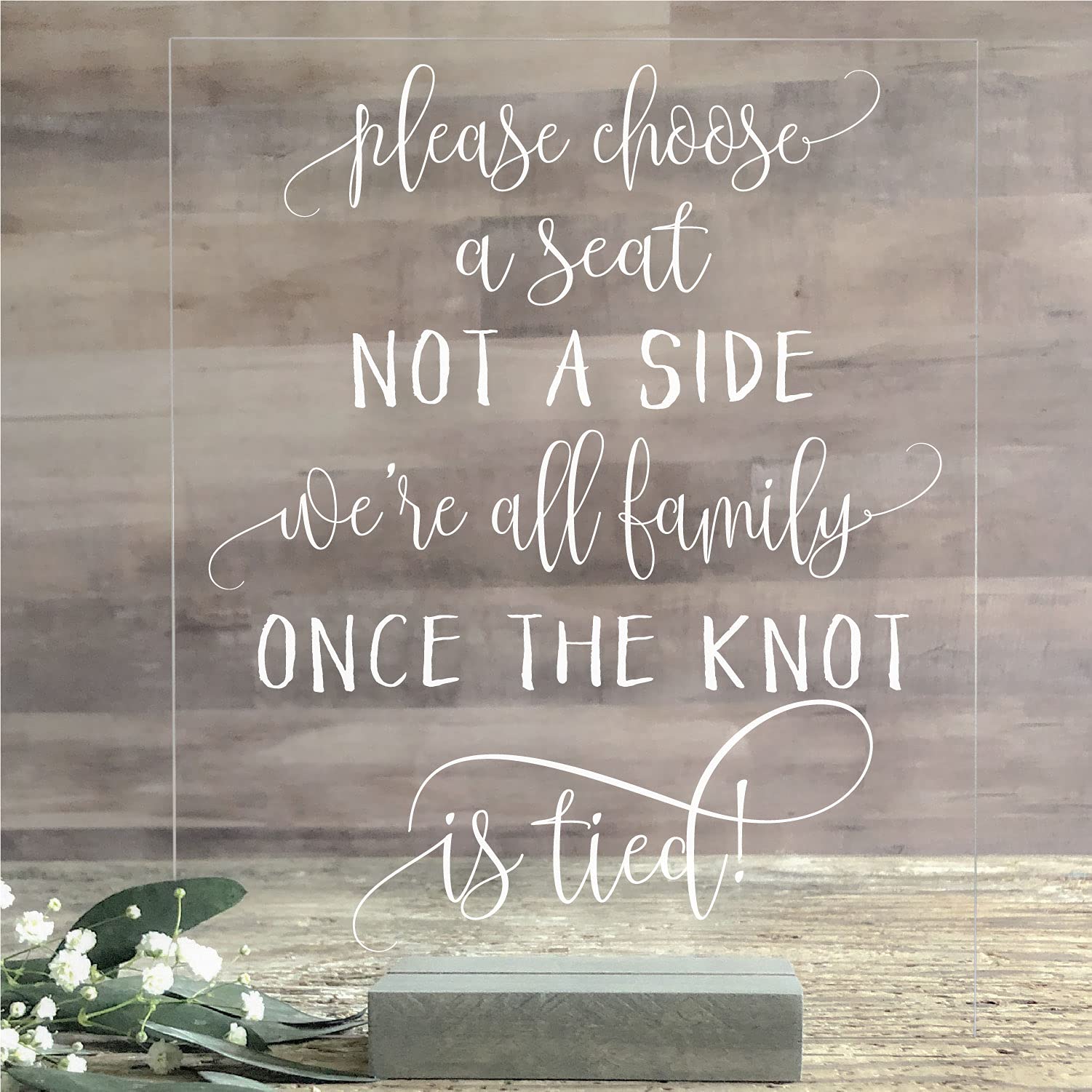 Wedding choose seat sign 11x14 clear acrylic and oak stand by Sweet Carolina Collective