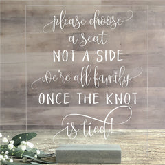 Wedding choose seat sign 11x14 clear acrylic and oak stand by Sweet Carolina Collective