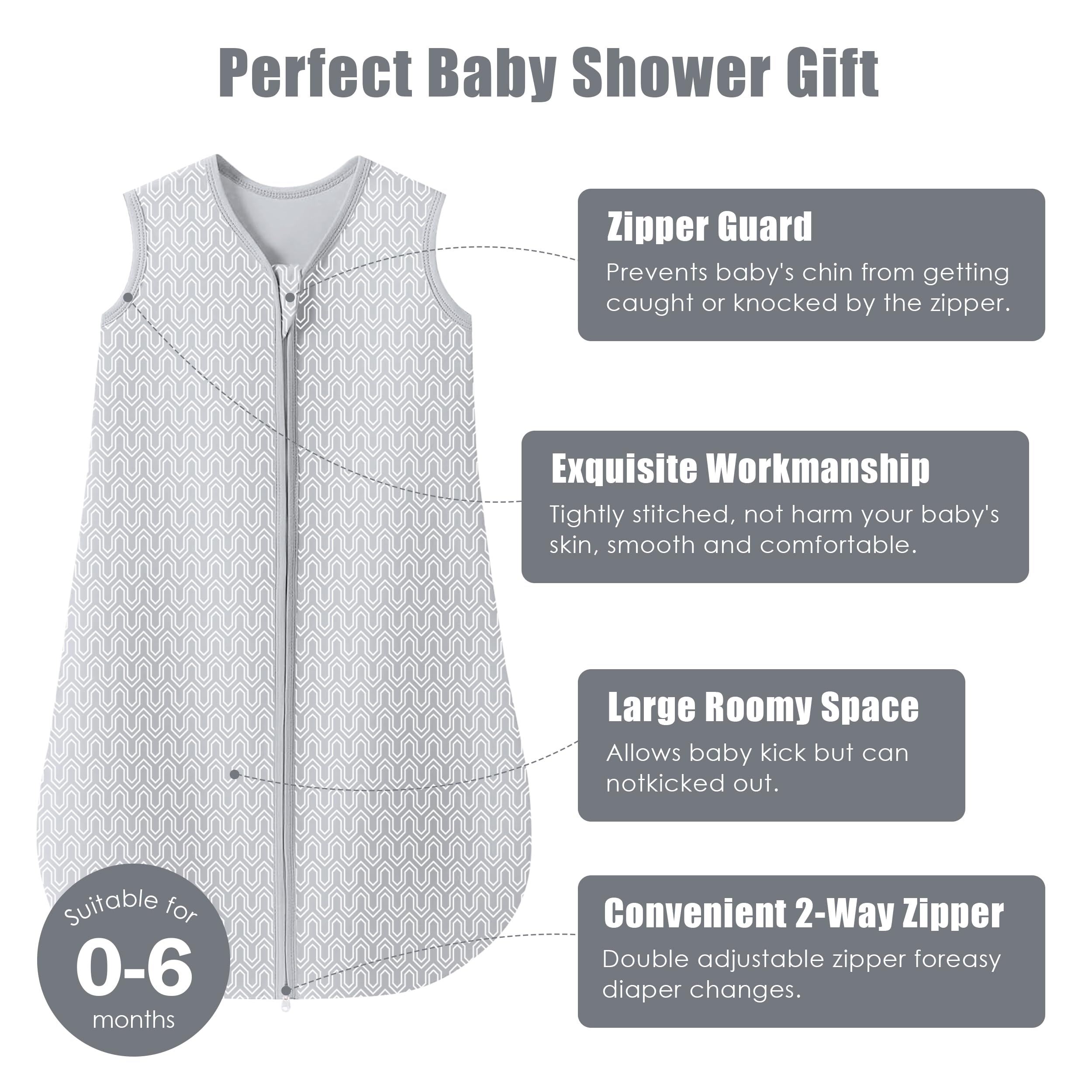 SWEET DOLPHIN three-pack sleep sacks grey and neutral colors