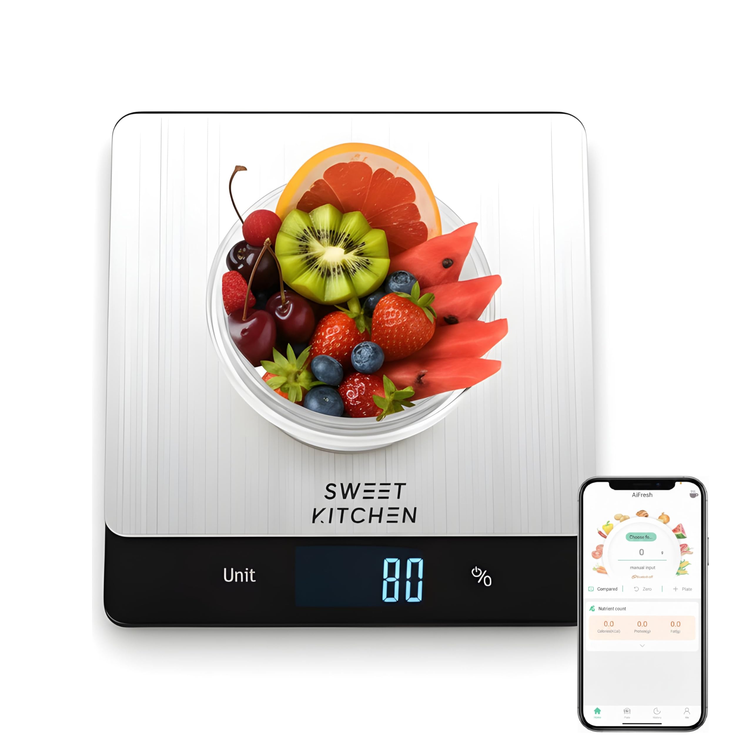 Sweet Kitchen smart food scale with stainless steel platform