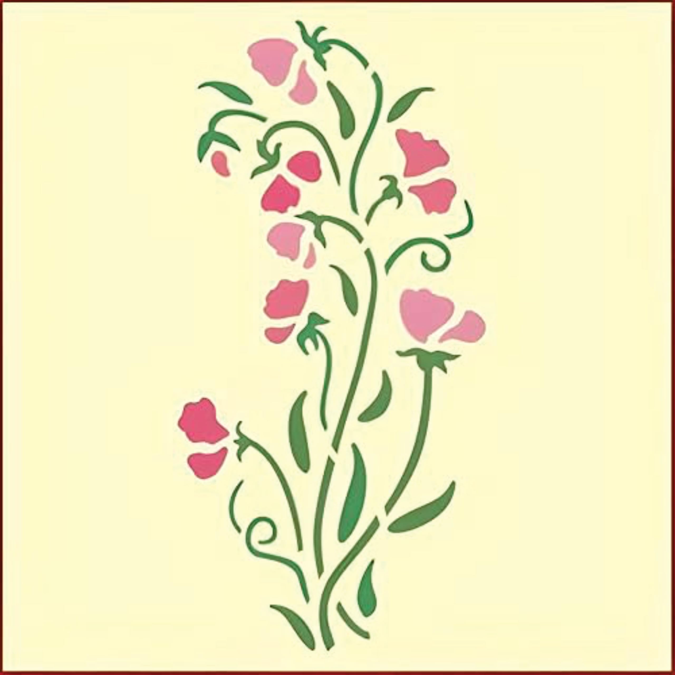 Sweet Pea Stencil Template by The Artful Stencil 6x12 ready for crafts