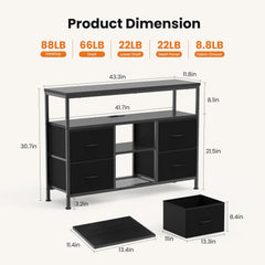 Sweetcrispy LED lighting with 4 fabric drawers and open shelf