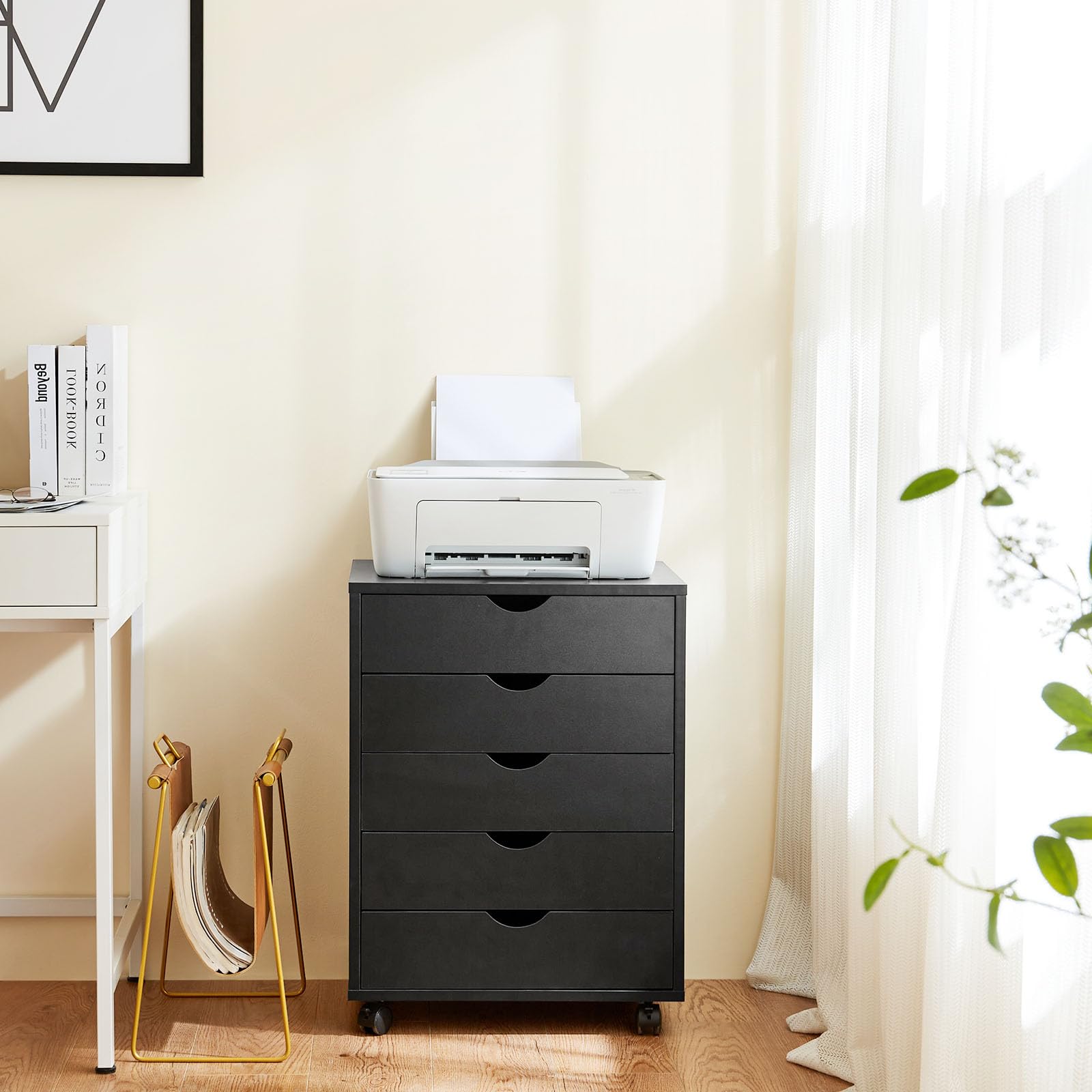 Mobile storage cabinet four wheels two brakes home office