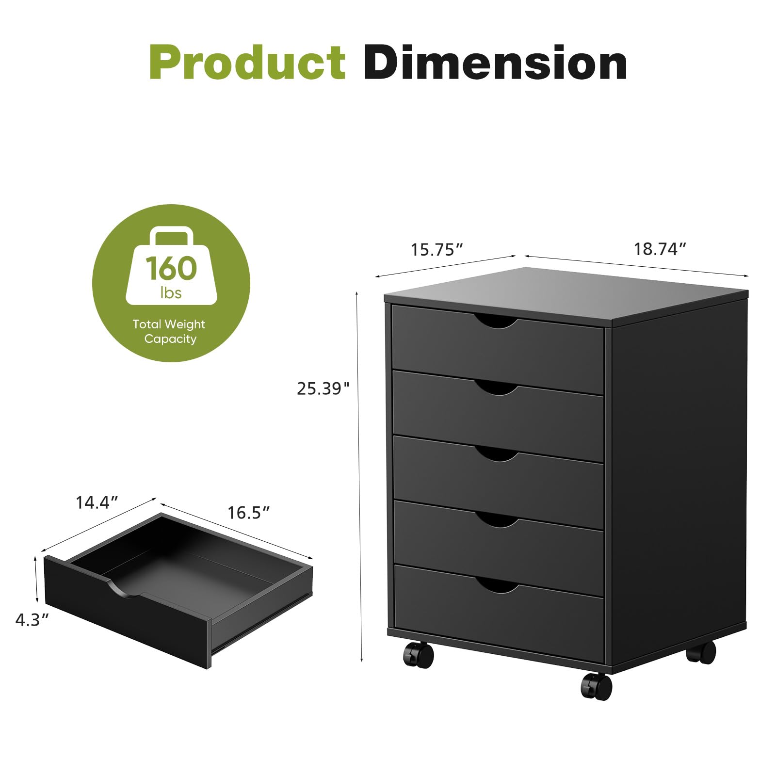 Small wooden dresser with five drawers for organization