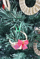 Sweetgrass Basket Ornament bow shows current year with rhinestones