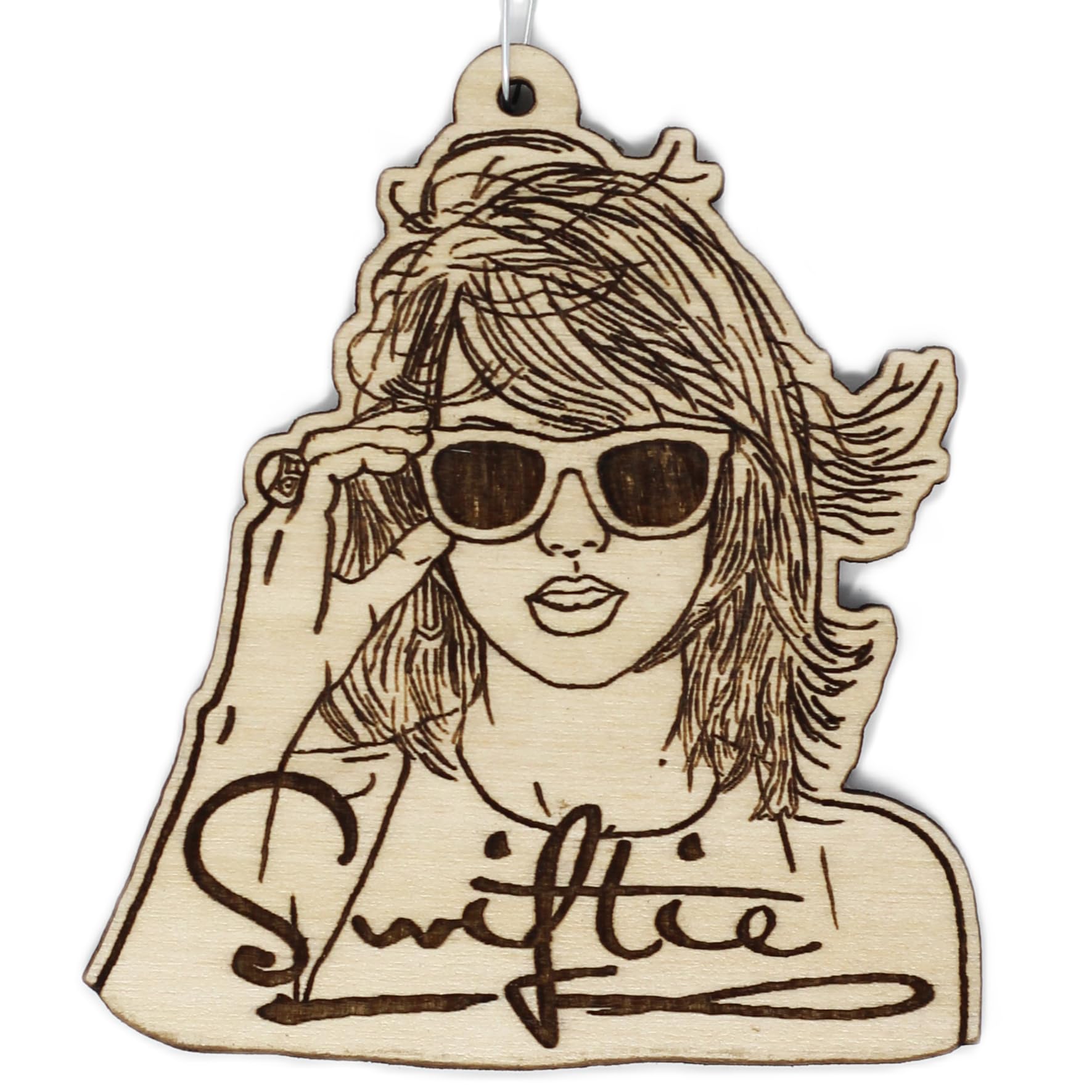 Swift Pop-Star Fan Christmas Ornament hand-made in USA from reforested birch wood