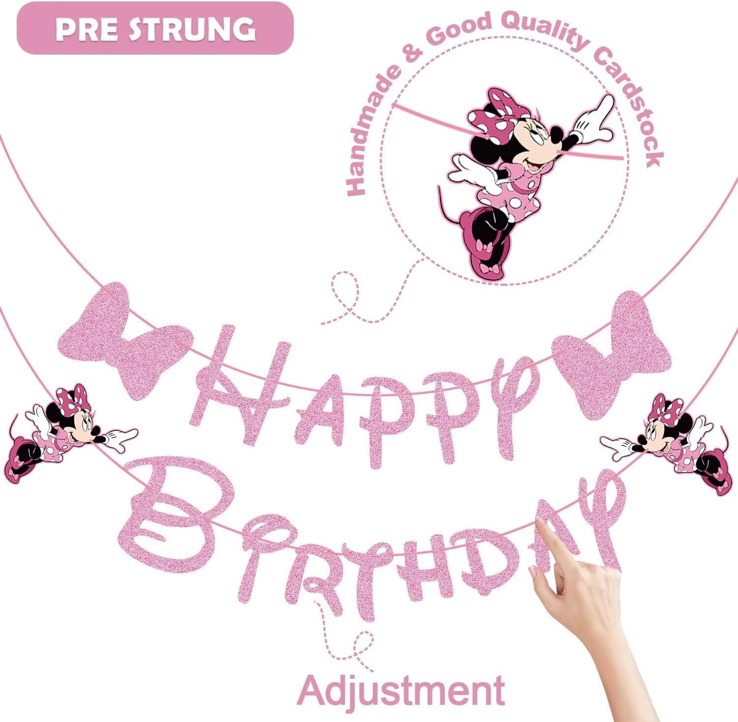 Pink mouse birthday banner 50 inch size for girl kids
