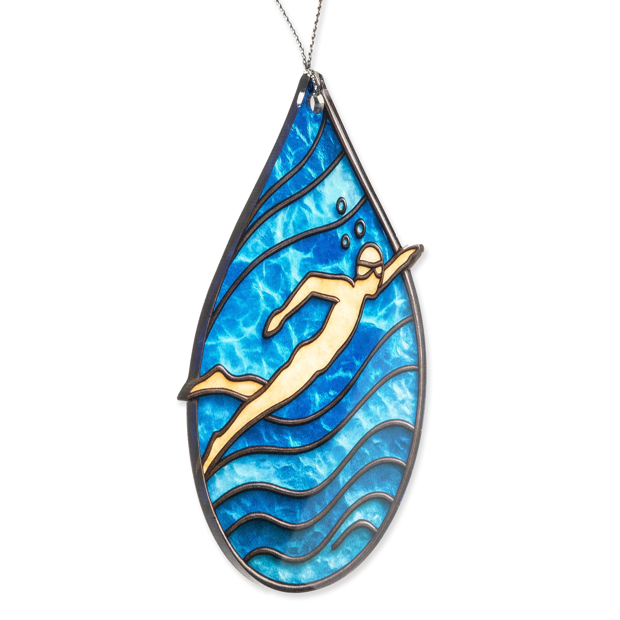 Swimming gifts ornament with story card image