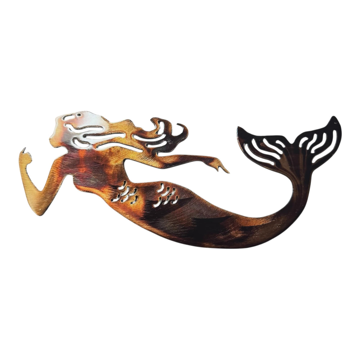 Swimming Mermaid Metal Wall Art copper bronze finish