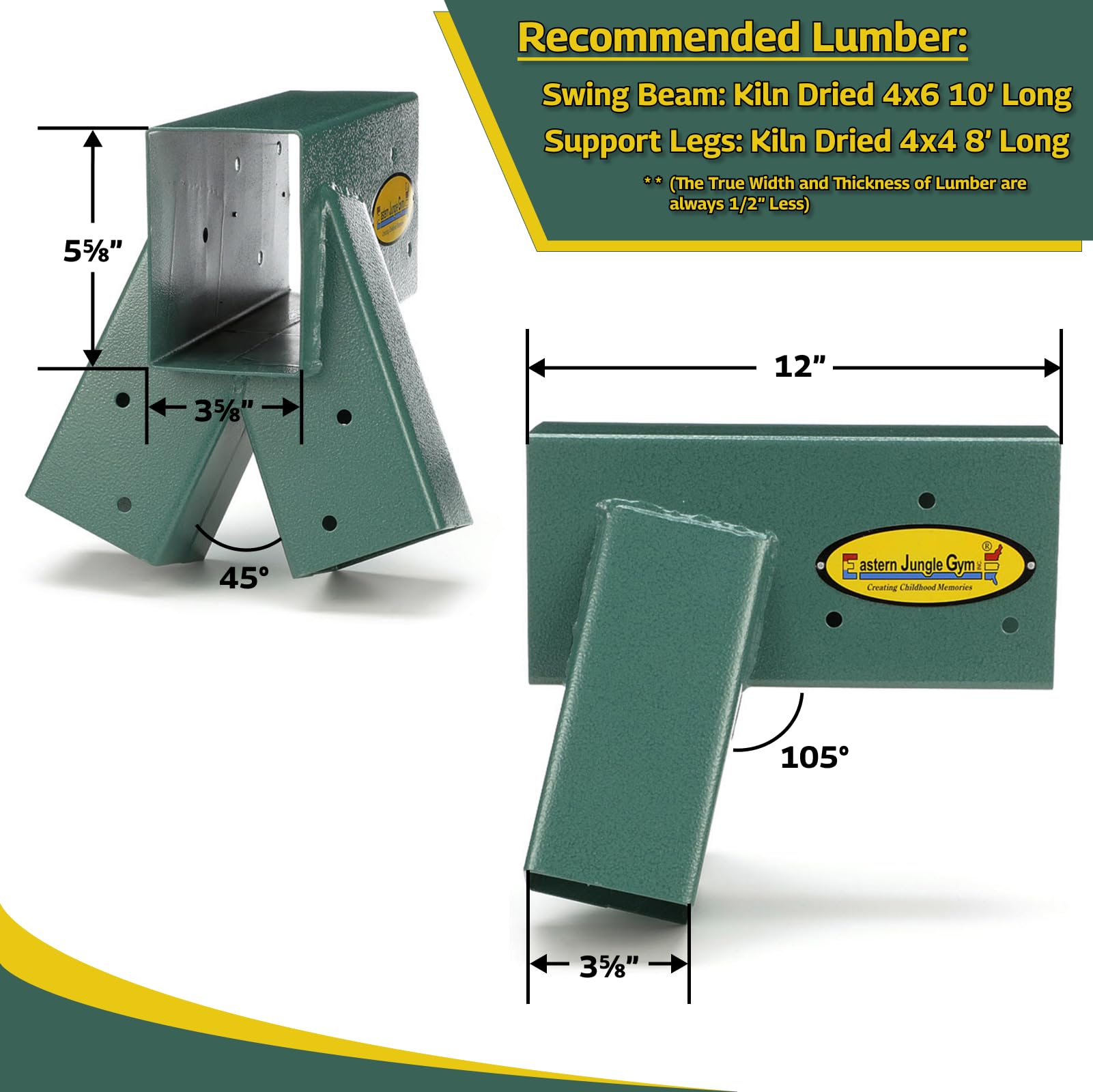 Two A-Frame swing set brackets with hardware for DIY kit