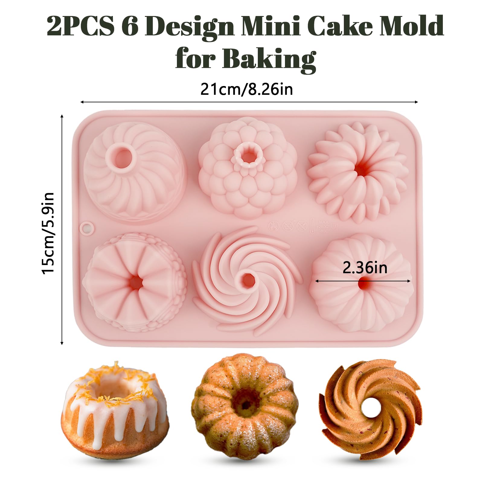 Two piece silicone bundt pans for baking