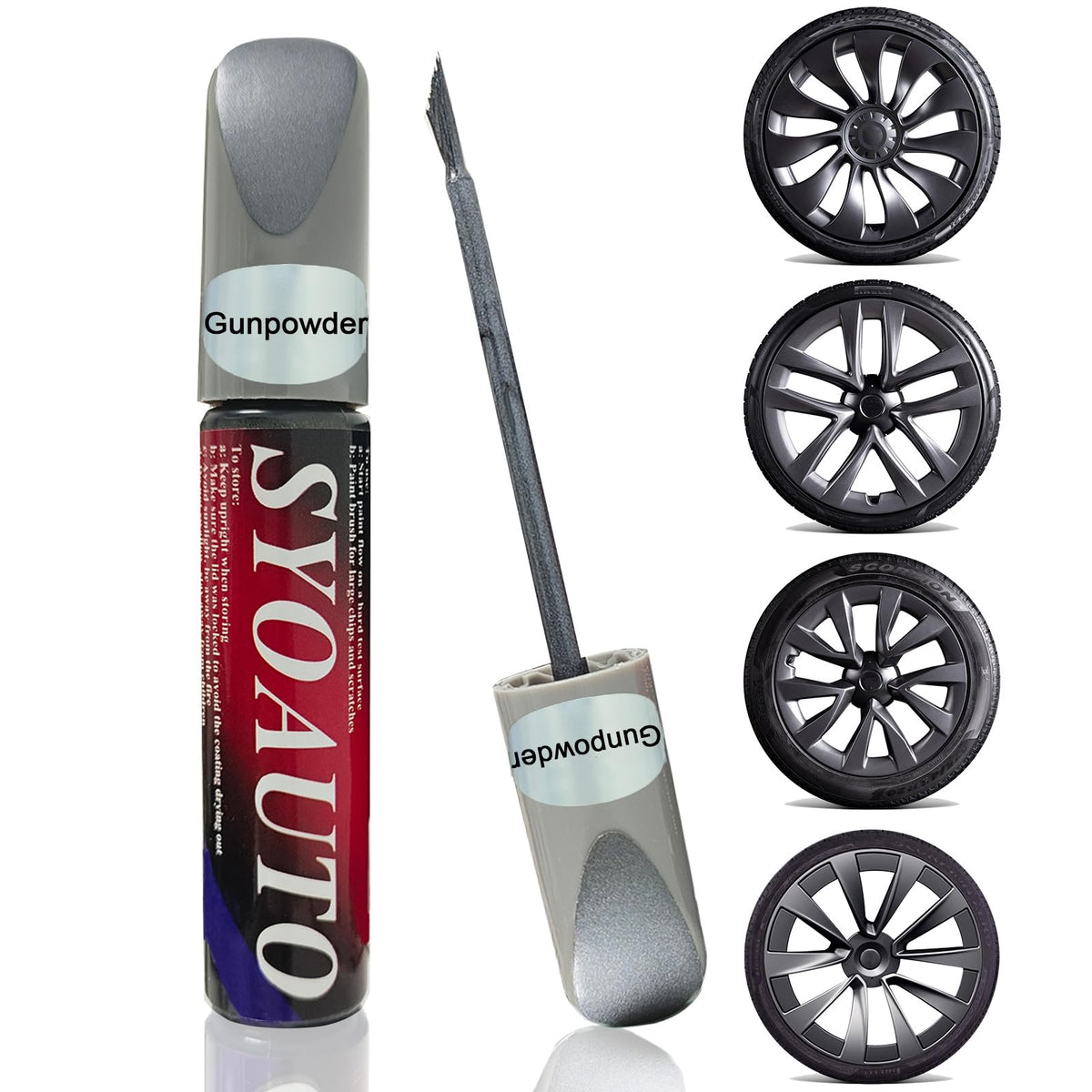 SYOAUTO Gunpowder Rim Touch Up Paint for Tesla Model Y wheels