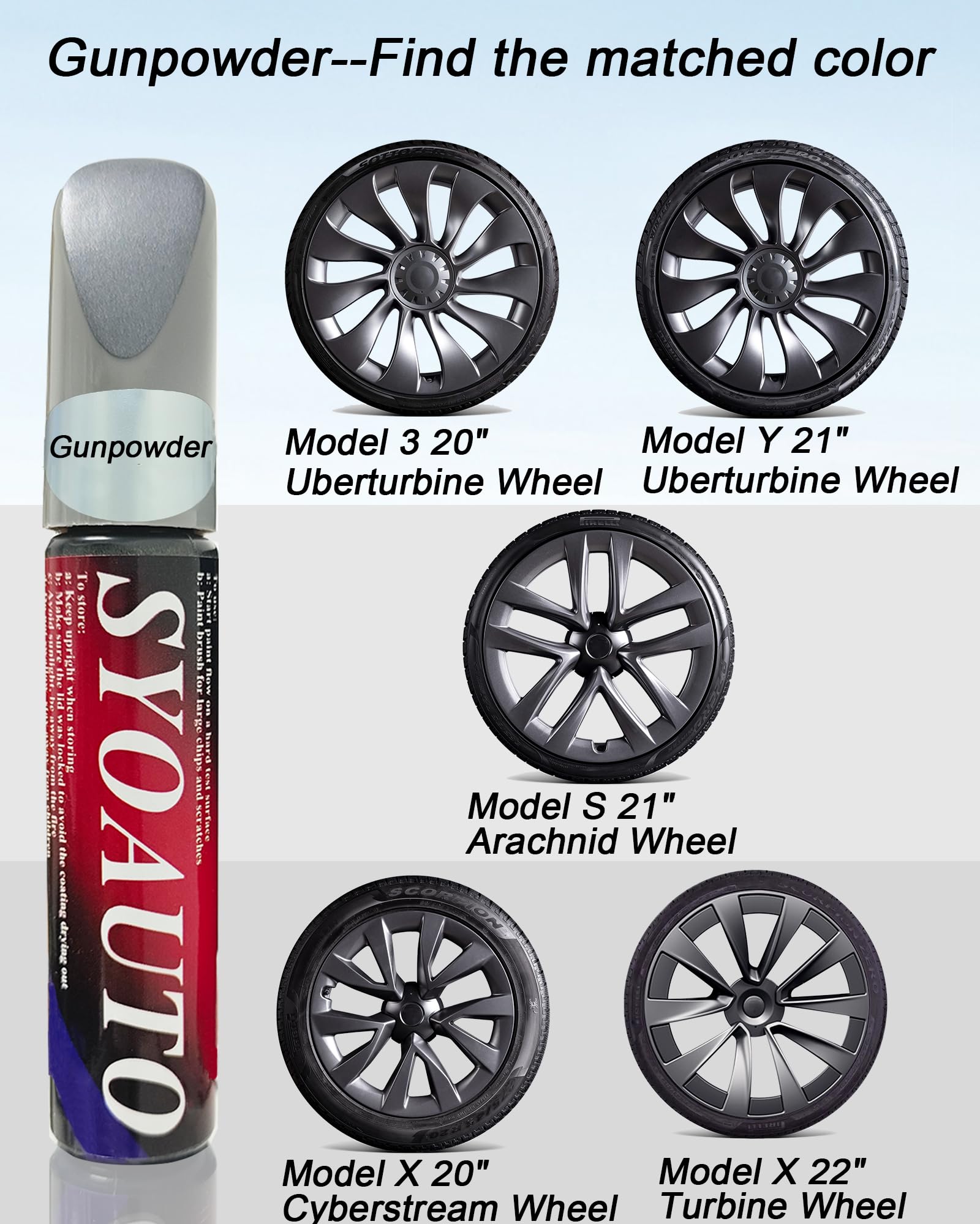 SYOAUTO Rim touch up pen for Tesla Model Y wheels