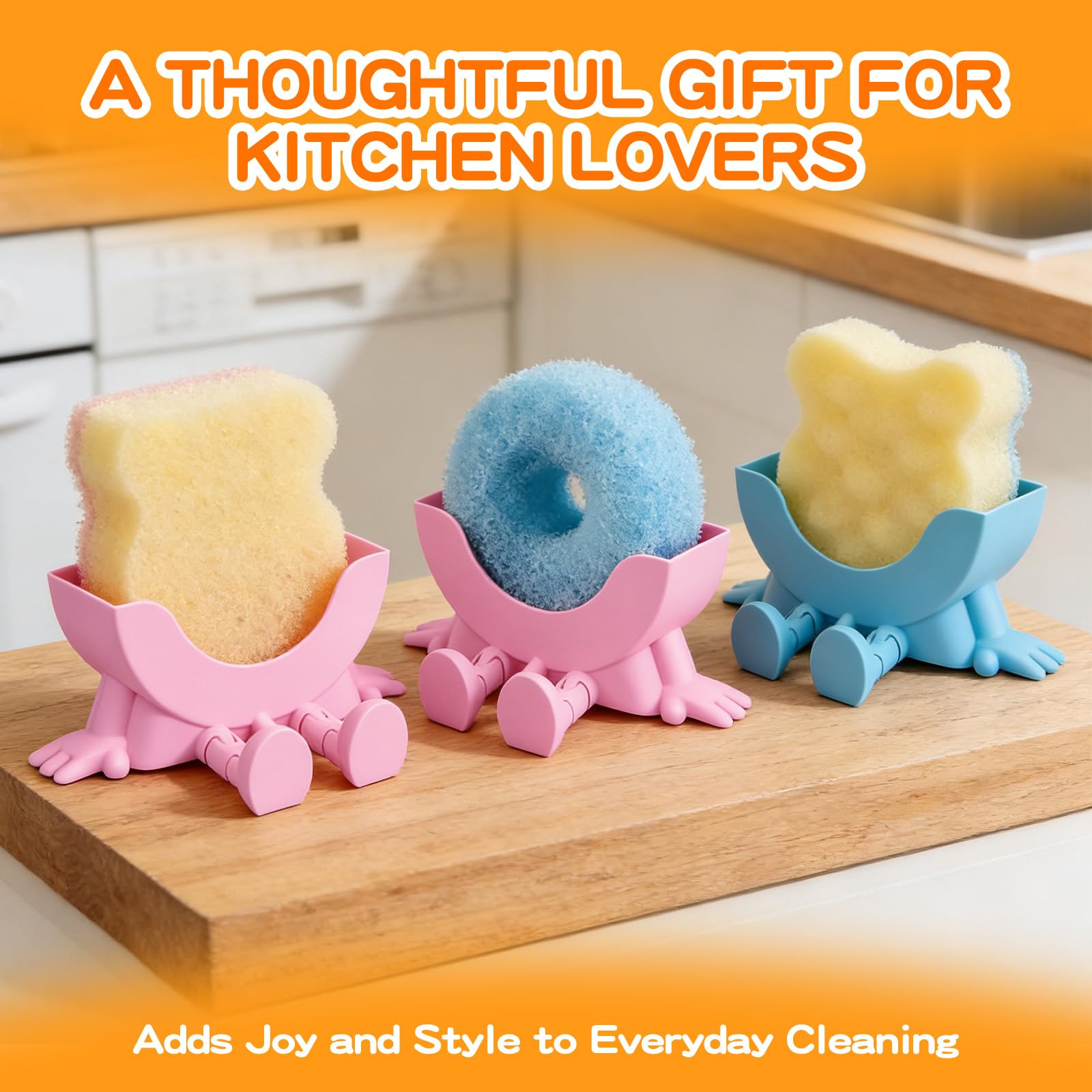 SYNFLUX 2-pack kitchen sink sponge holder for organized kitchen