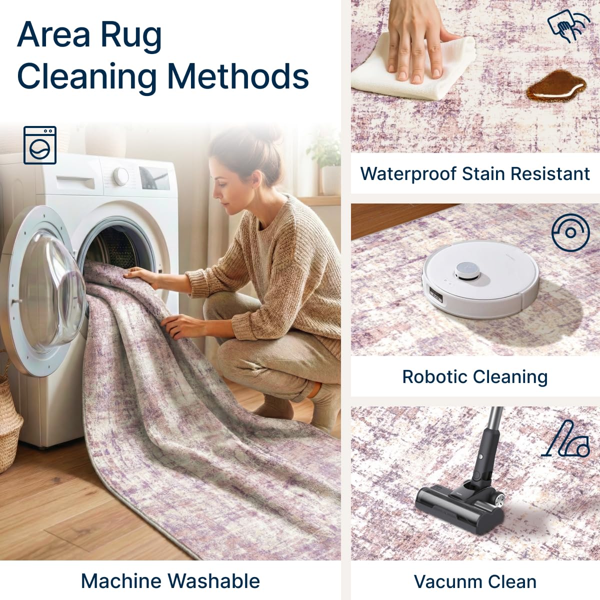Non-slip backing on Syrlfar 8x10 area rug