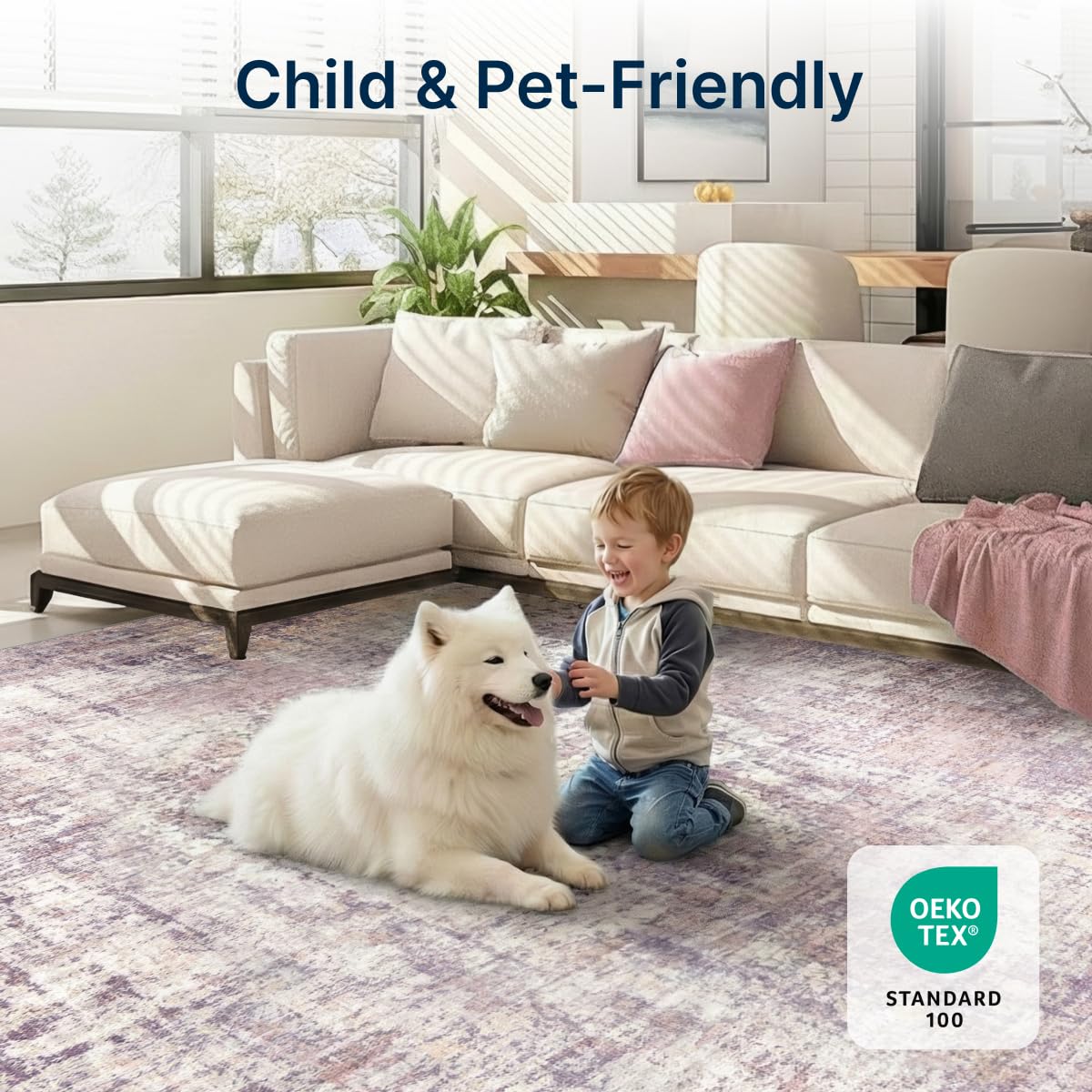 Foldable design feature on Syrlfar washable rug