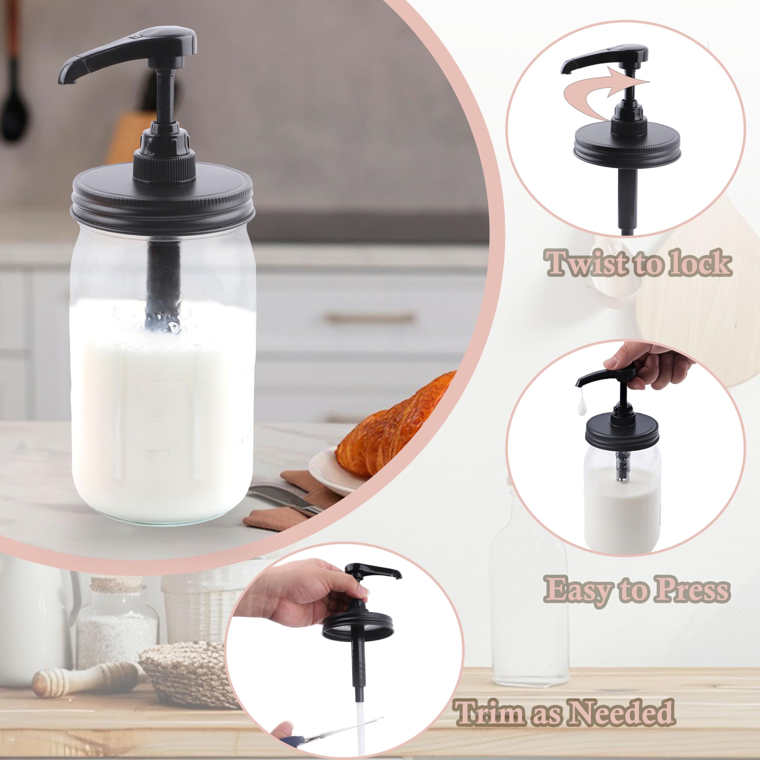 Syrup dispenser lid for jars food grade BPA-free material