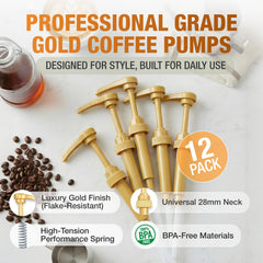 gold finish syrup pump 12-pack packaging