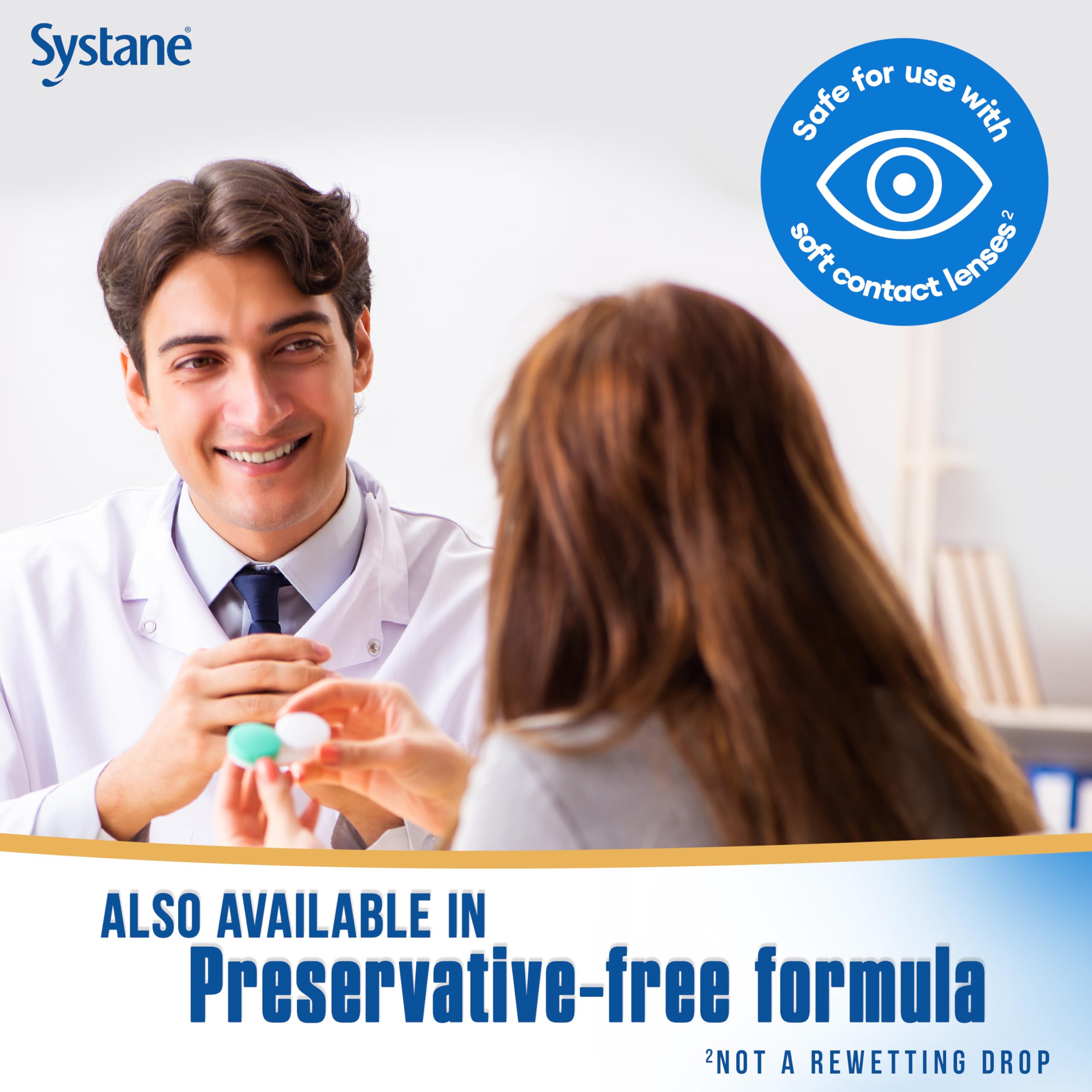 Soft contact lens friendly eye drops for dry eye relief