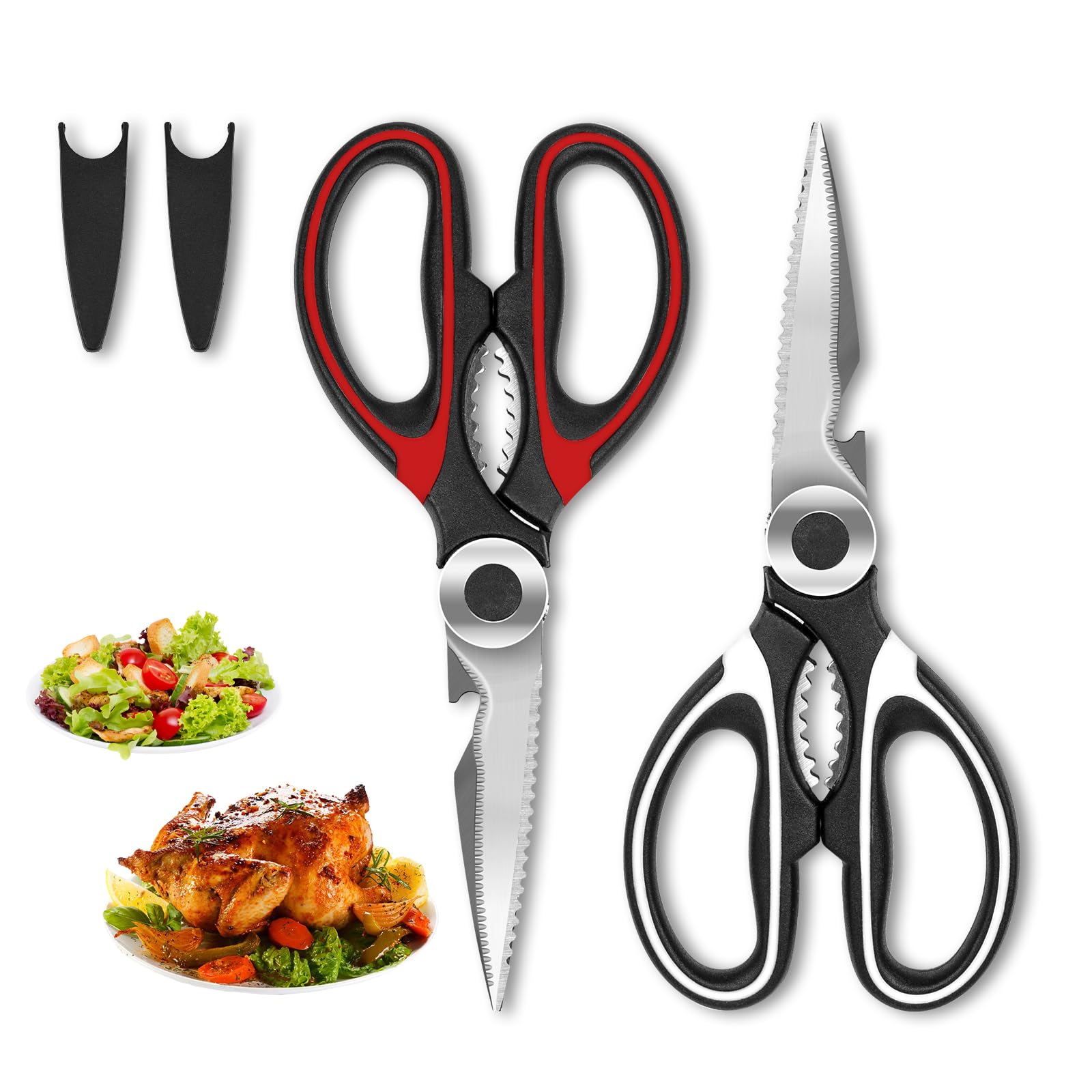 SZHLUX 2-Pack Kitchen Scissors with heavy-duty stainless steel blades