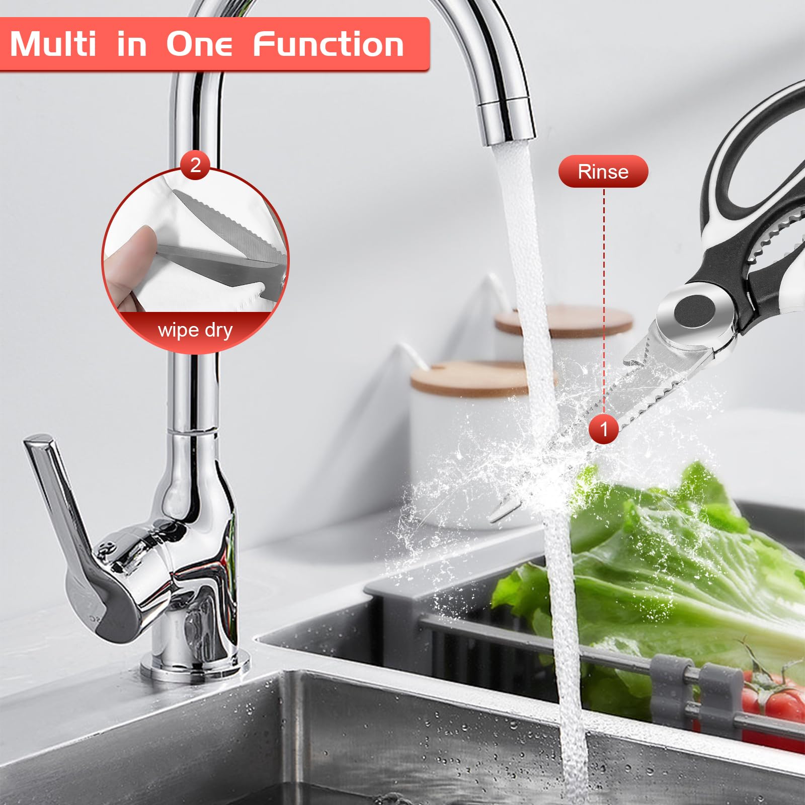 Dishwasher safe kitchen scissors with protective cover