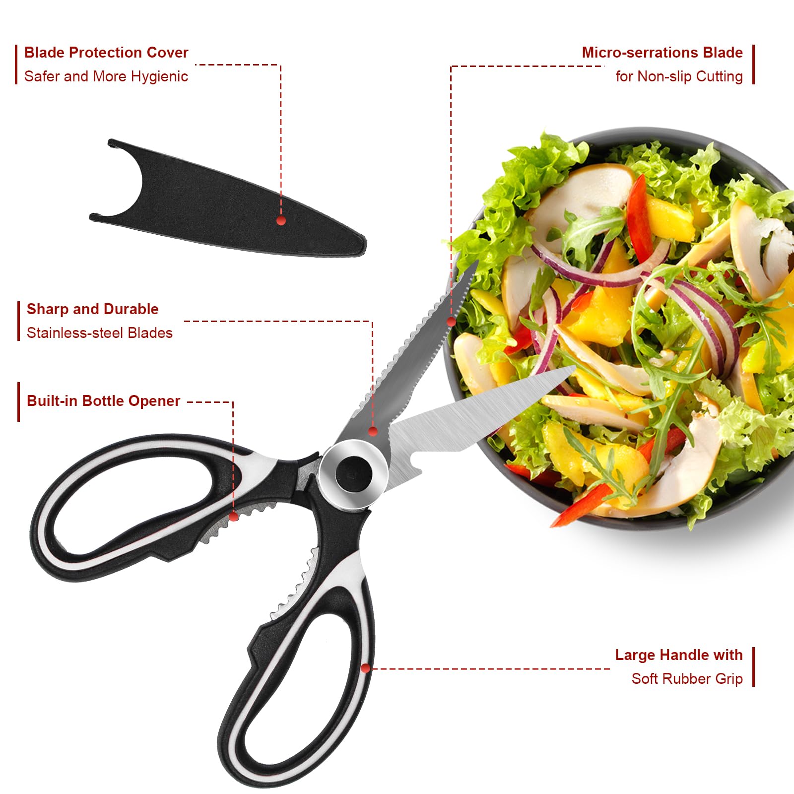Poultry bones and fish scales cutting with kitchen scissors