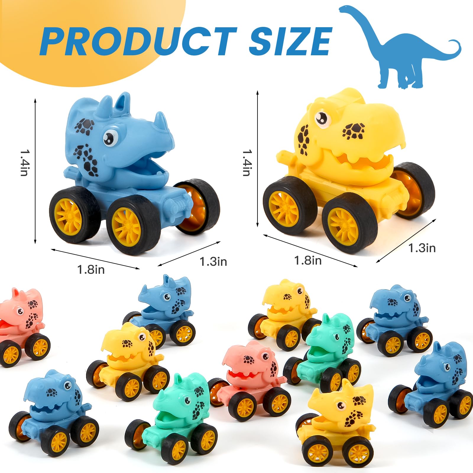 Dinosaur pull back cars in mixed colors for kids