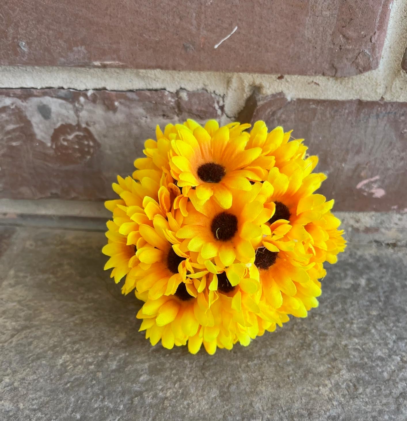 Decorative sunflower ball as table centerpiece accessory