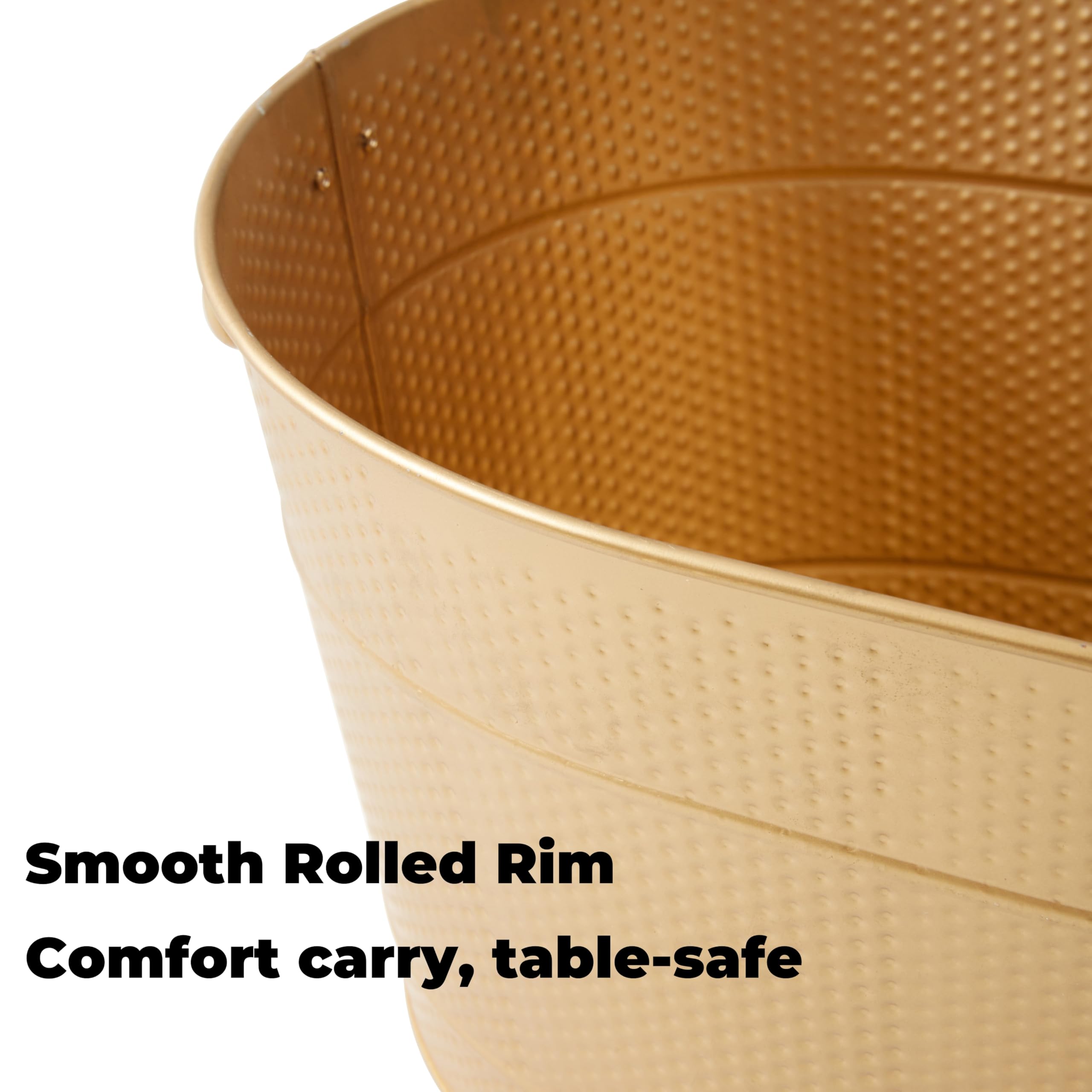 Table-friendly oval beverage tub with rolled rim