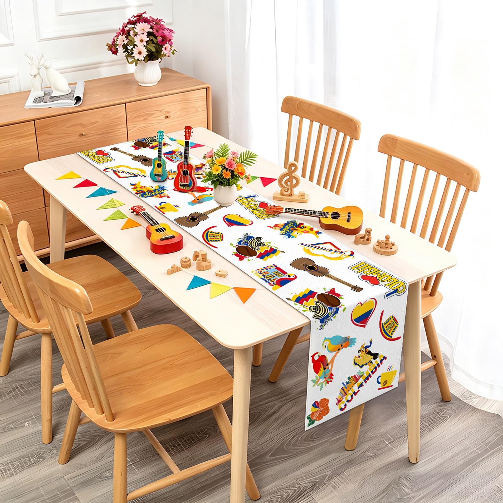 Table runner for long dining table kitchen fireplace decor