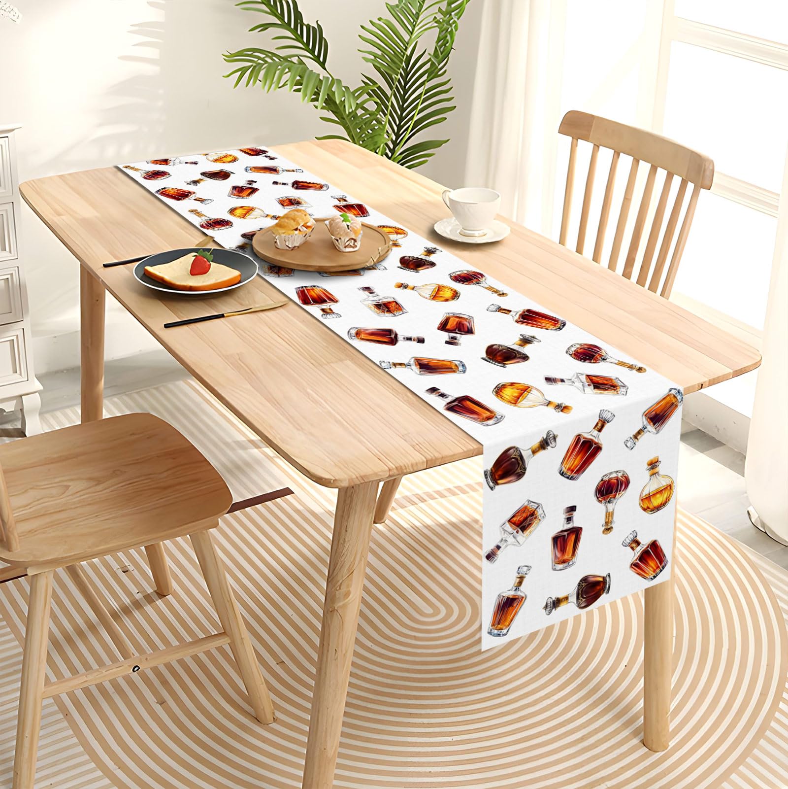 Durable polyester linen-like table runner for indoor outdoor use