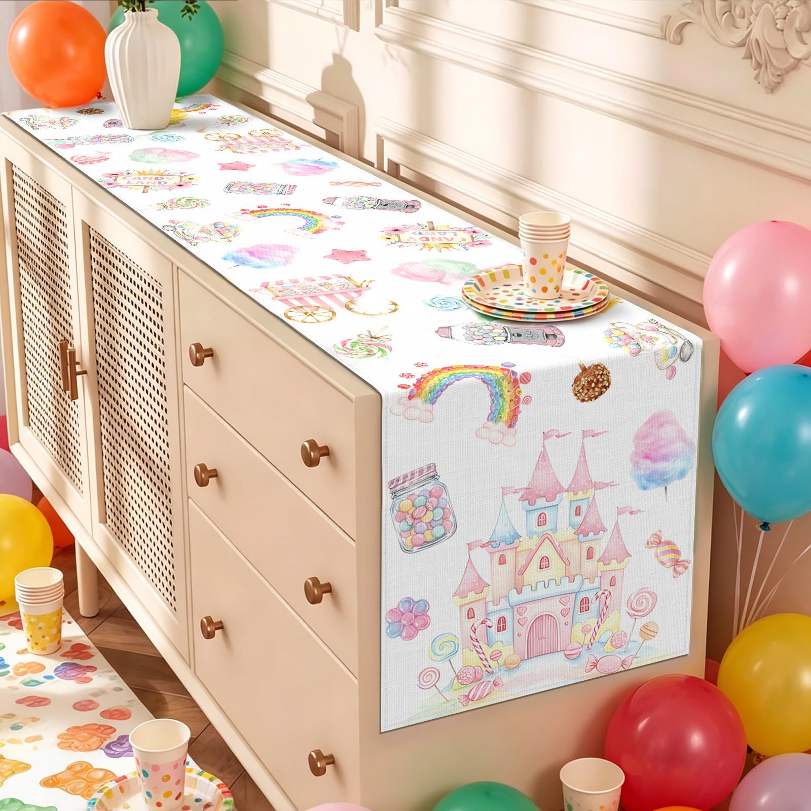 Indoor outdoor candy party table runner Heyfary