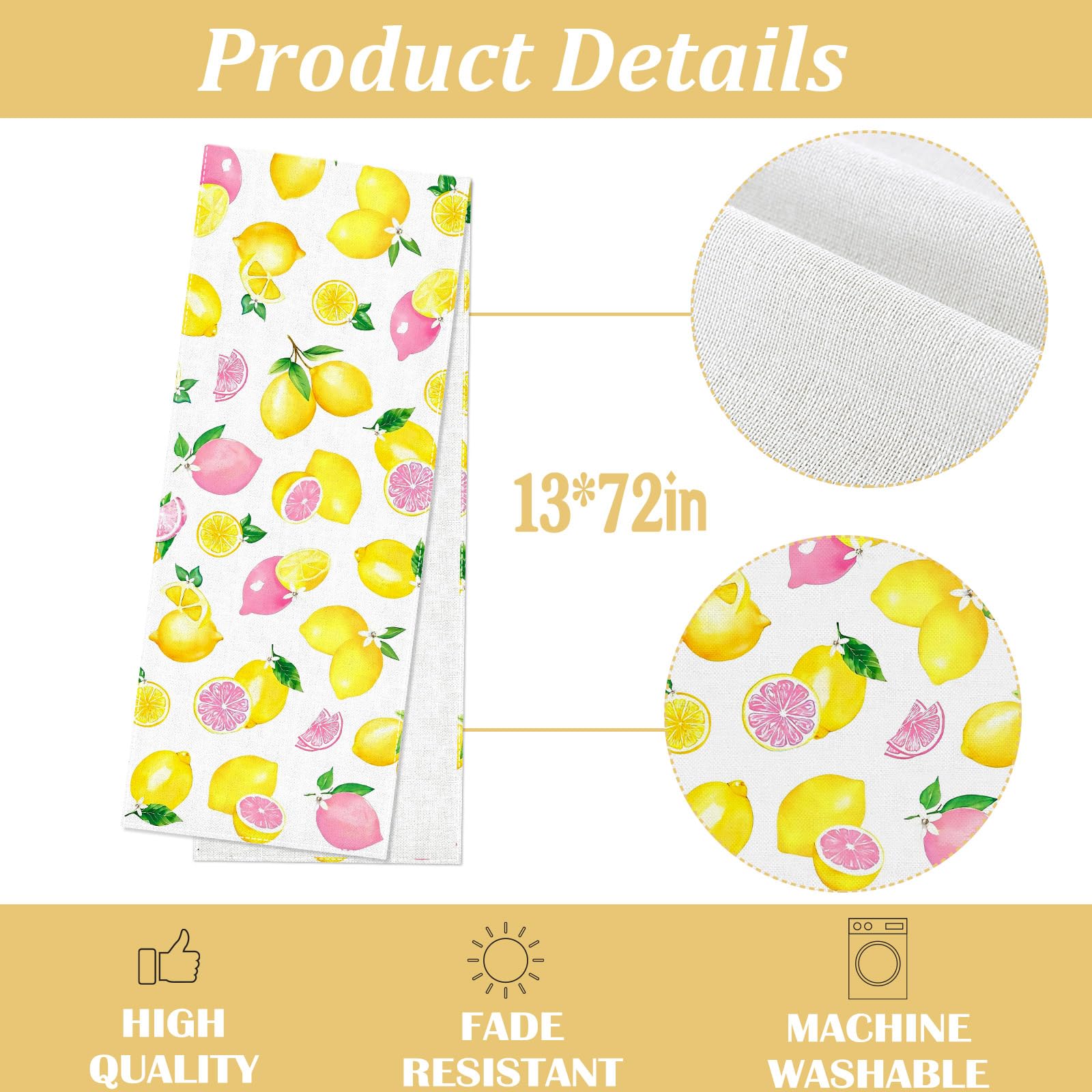 Table runner made of polyester with linen-like finish