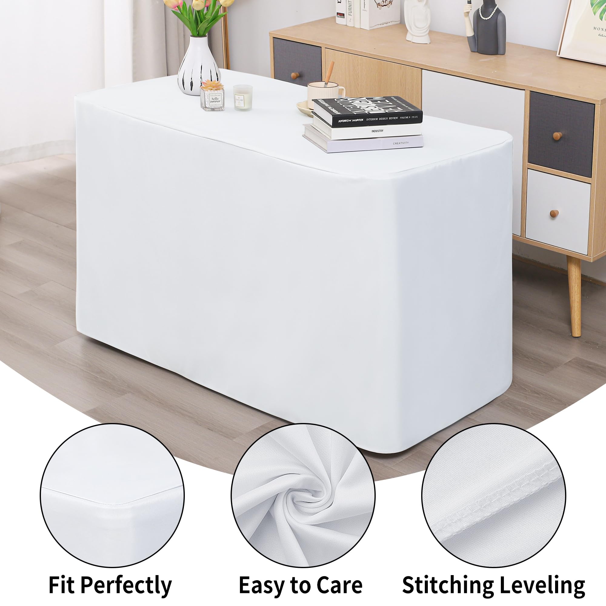 Easy care white tablecloth 30x96 inch for 8 ft table