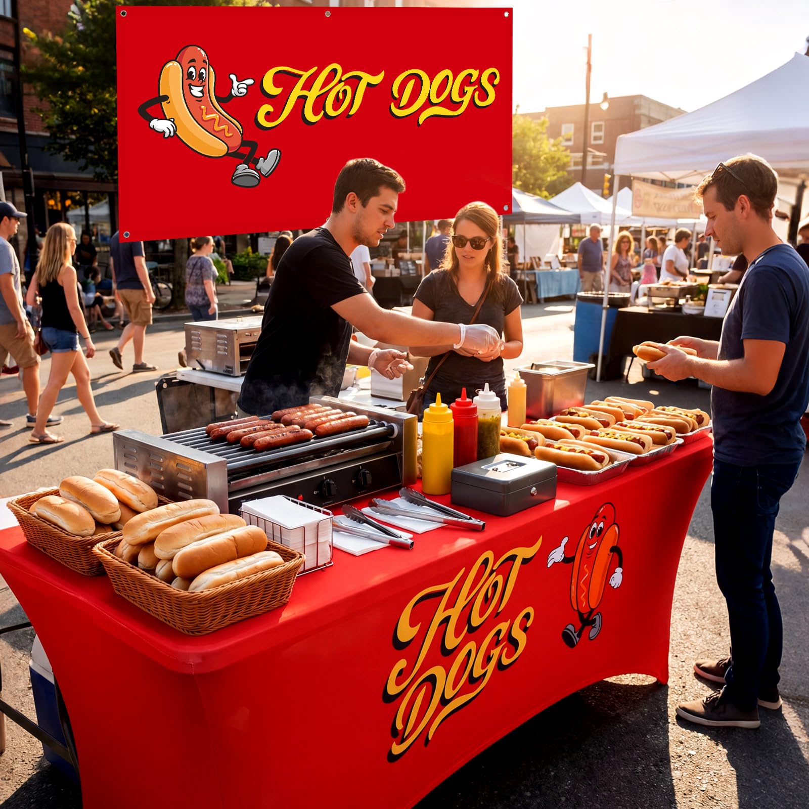Tablecloth 72x30 for hot dog stand setup