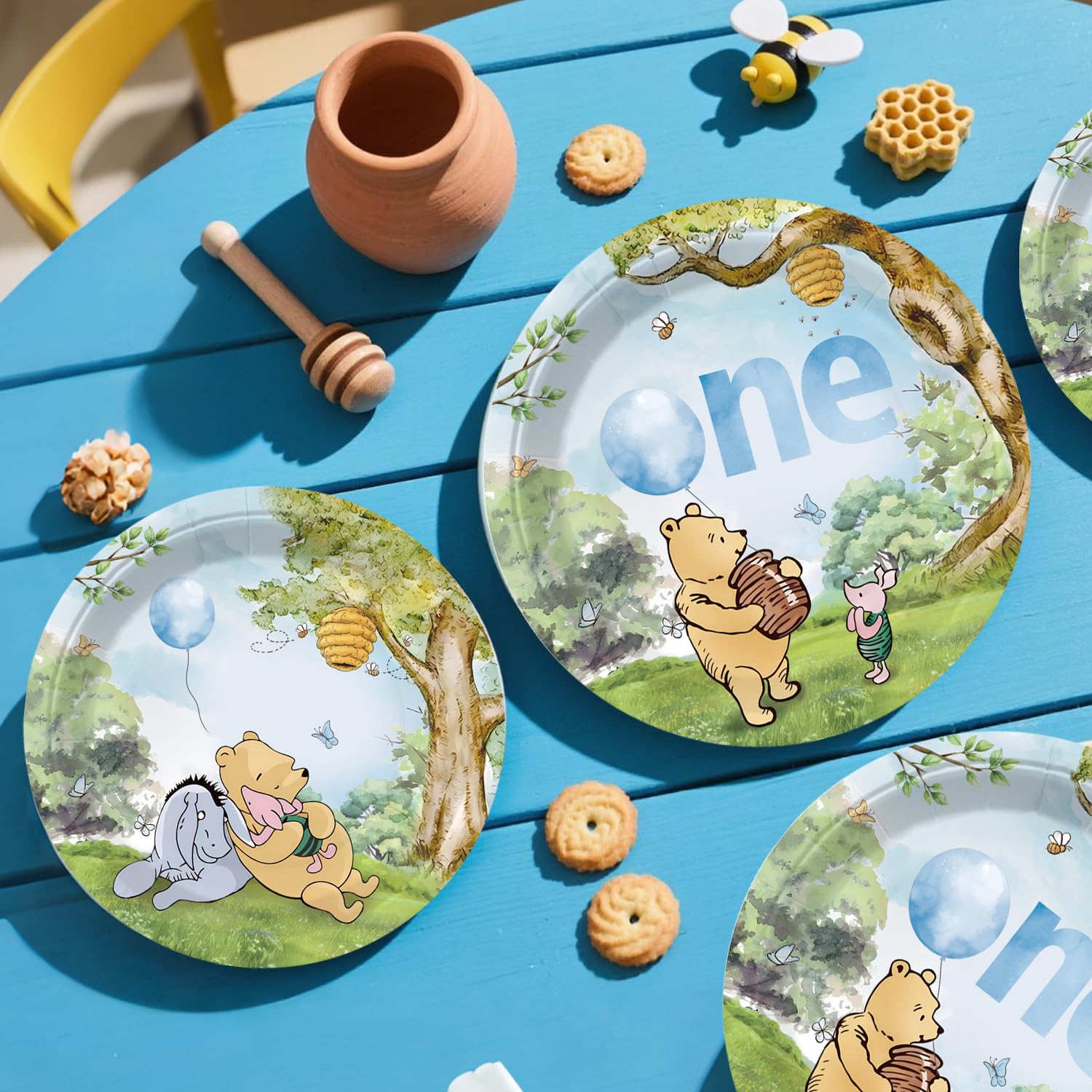 two tablecloths included in vintage bear party kit