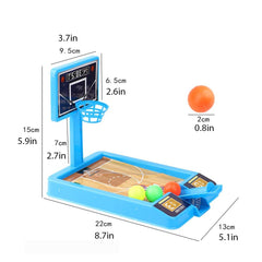 Tabletop basketball game shooting action on desk