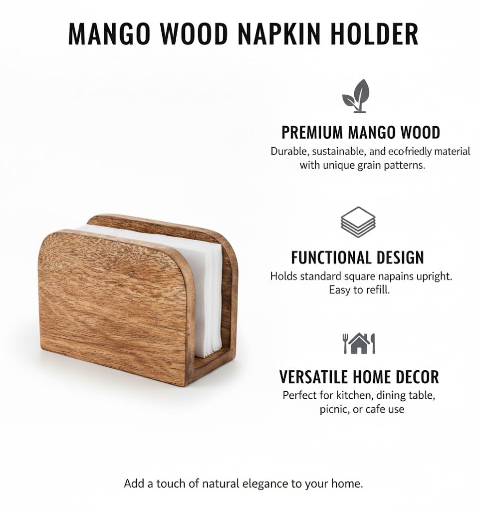 Compact wooden napkin holder suitable for small spaces