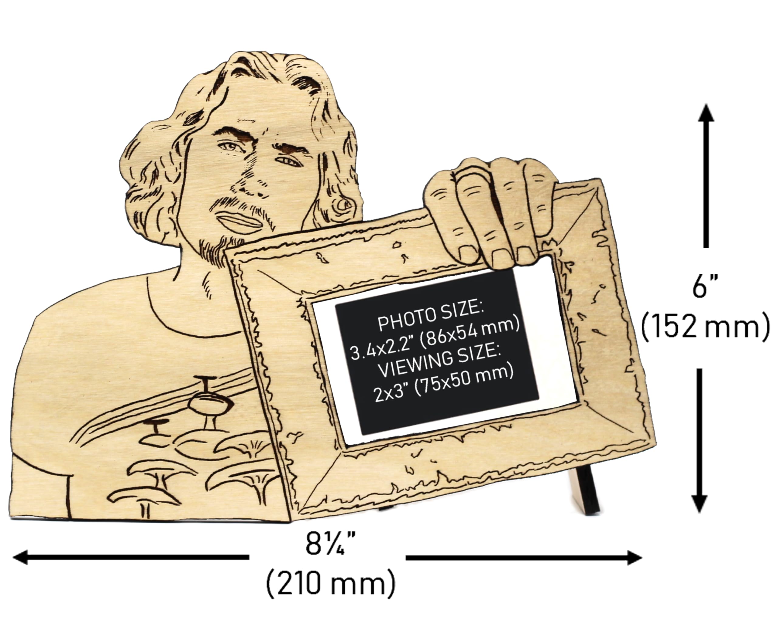 Tabletop frame holds 3.4 x 2.2 inch photos with 3 x 2 inch viewable area